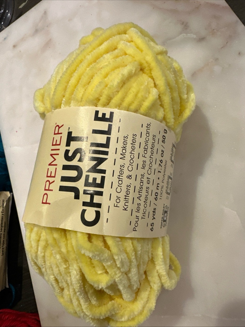Premier Just Chenille Plush Yarn in Bright Yellow